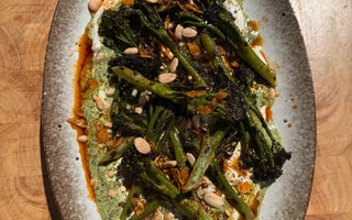 Charred Tenderstem with Green Tahini & Aleppo Chilli Oil
