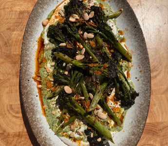 Charred Tenderstem with Green Tahini & Aleppo Chilli Oil