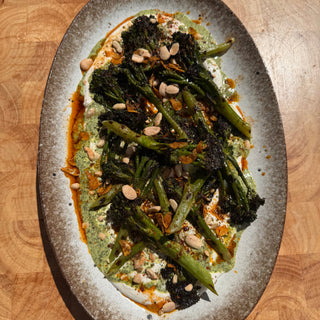Charred Tenderstem with Green Tahini & Aleppo Chilli Oil