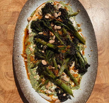 Charred Tenderstem with Green Tahini & Aleppo Chilli Oil