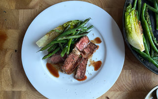 Steak and blistered greens