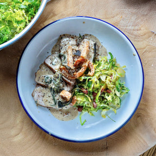 Pork Chops with Creamy Sauce & Leftover Sprouts