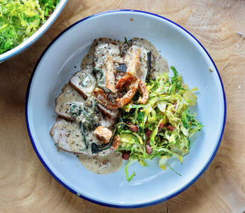 Pork Chops with Creamy Sauce & Leftover Sprouts